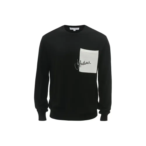 JW Anderson FW23 Signature Карман Crewneck JUMPER Sweater Мужской Черный
