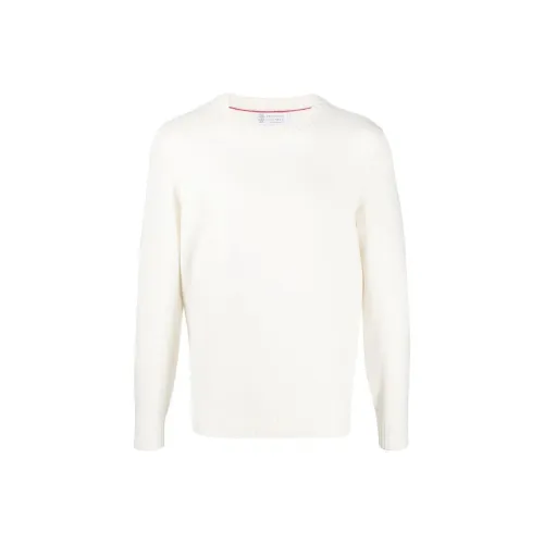 BRUNELLO CUCINELLI Экрю Мужские Свитера