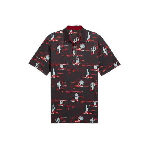 PUMA Golf Matter Bushland Поло Мужское Черное Темно-красное