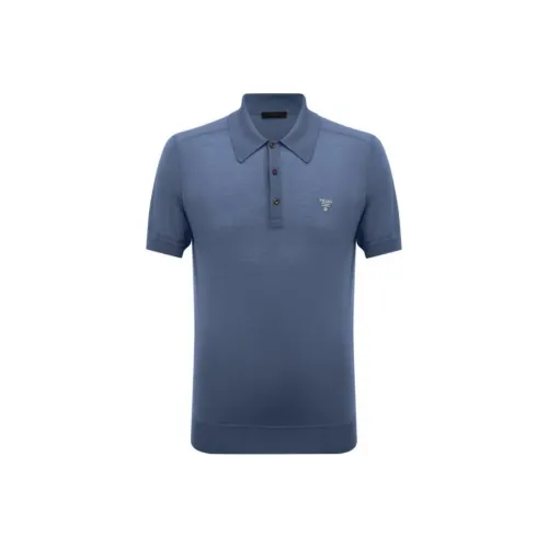 PRADA Мужская поло синего цвета