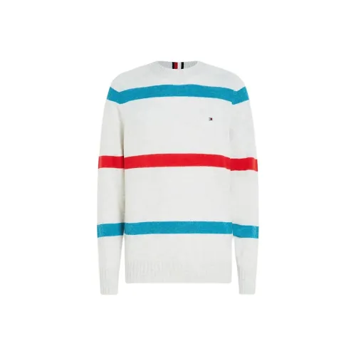 Tommy Hilfiger Мериносовая шерсть Многоцветный полосатый свитер Jumper Мужской Белый