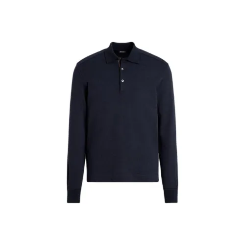 Zegna SS24 Поло Мужское Морской Синий