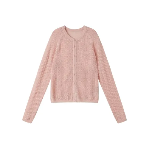 WULISHAONIAN Винтаж Трикотажная ткань Ажурный Кардиган Круглый вырез Свитер Унисекс