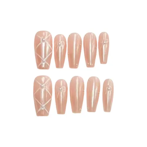 Gentle Welcome Ручной Aurora Градиентный Готовый товар Мягкий False Nail Средний LADDER Телесный Smudge Бант