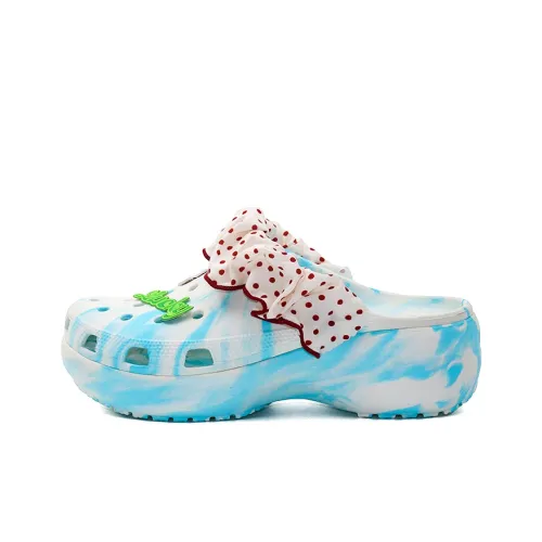 OUBT Лето Ледяной Океанический Модный Девичий Стиль Гороховый узор Кружевная ткань Сабо Женские Океанский синий