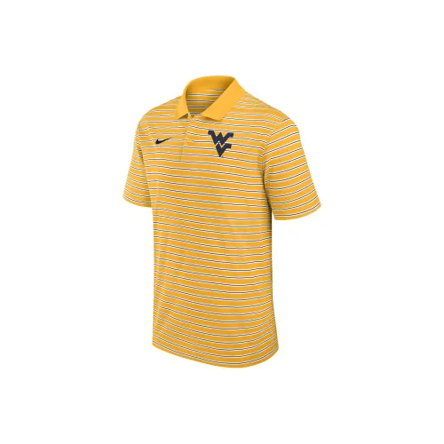 nike Dri Fit College West Virginia Mountaineers Primetime Victory Полосатая Рубашка Мужская Золотая