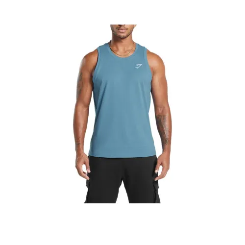 GYMSHARK Crest Tank Top Мужской Выцветший Синий