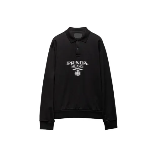 PRADA Мужская поло черного цвета