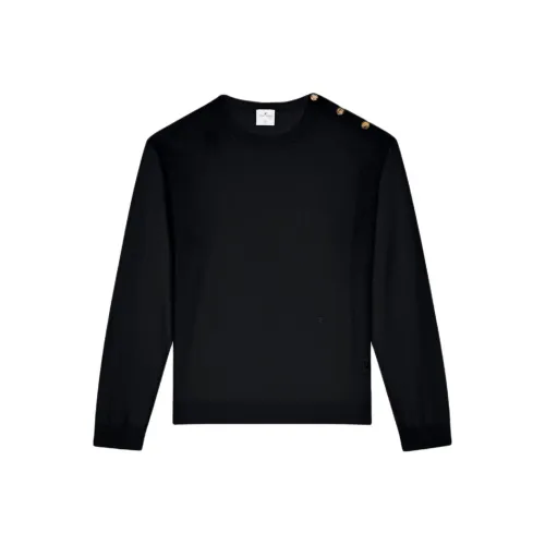 COURREGES SS24 Плечо SNAPS Свет Шерсть Свитер Мужской Черный