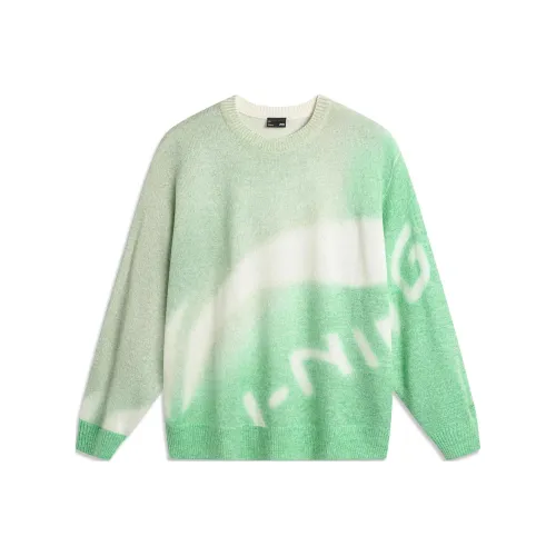 LINING Sports Life Collection Свитер Мужской Белый Зеленый С принтом по всей поверхности