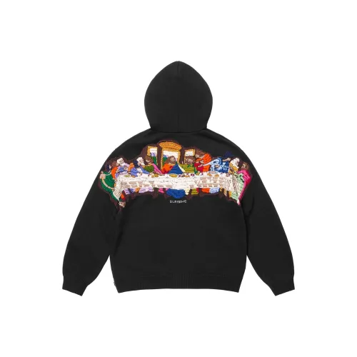 Supreme SS25 WEEK5 Last Supper Вышитый ZIP UP С капюшоном Свитер Унисекс