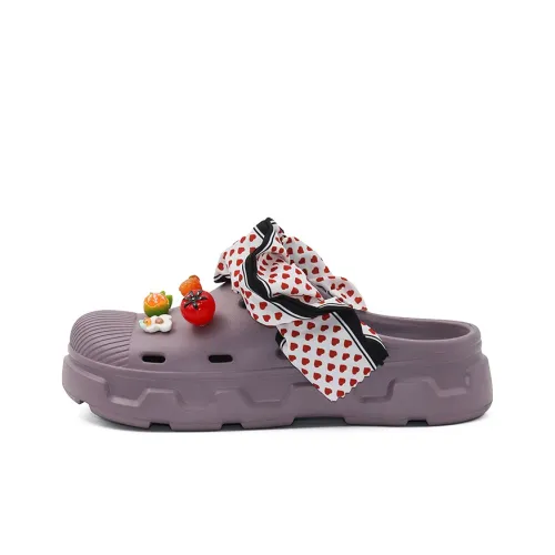 OUBT Фрукты и овощи Вечеринка Сердце Гороховый узор Кружевная ткань Сабо Женские Фиолетовый