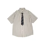 Абрикосовый топ (черный и белый полосатый галстук)