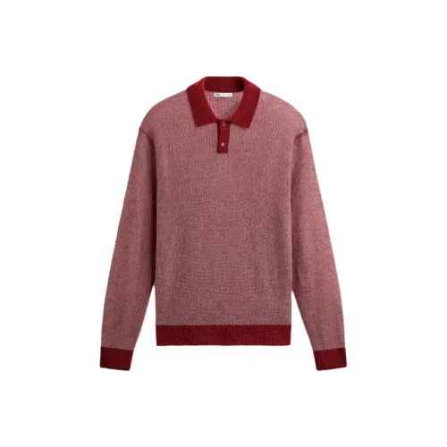 ZARA Мужская рубашка поло бордового и красного цвета