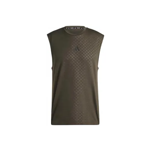 Adidas Майка Мужская Темно-оливковый Зеленый Черный