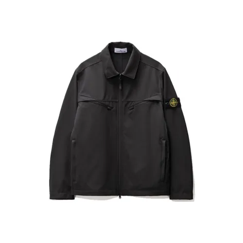 Stone Island Светлая Мягкая Оболочка R Series Мягкая Оболочка Черная Мужская Куртка