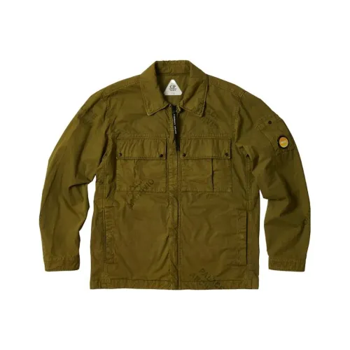 PALACE x C.P.Company FW22 Выстиранный Хлопок Рубашка Куртка Оливковый Логотип Куртка Унисекс Коричневый