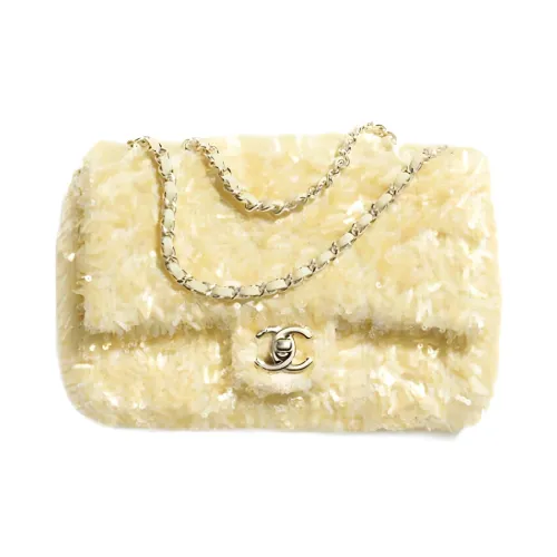 CHANEL Кисточка Блестки Flap Bag Сумка через плечо Женская Желтая