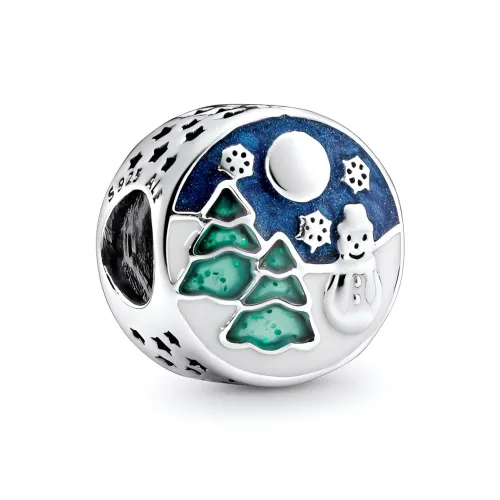 Pandora, стерлинговое серебро 925 пробы, эмаль, ювелирные аксессуары, серебряный/зеленый/синий, женские
