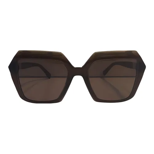 MCM Пластик Нерегулярная форма Солнцезащитные очки Унисекс Темно-коричневый