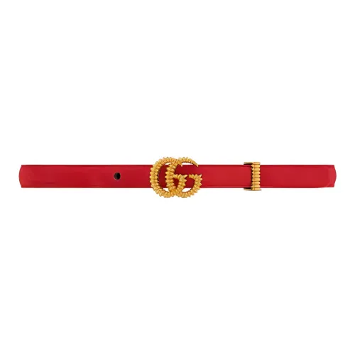GUCCI Классический Double G Логотип Smooth Clasp Suede Metal Accessories Leather Belts Women's Red Width 1,5CM