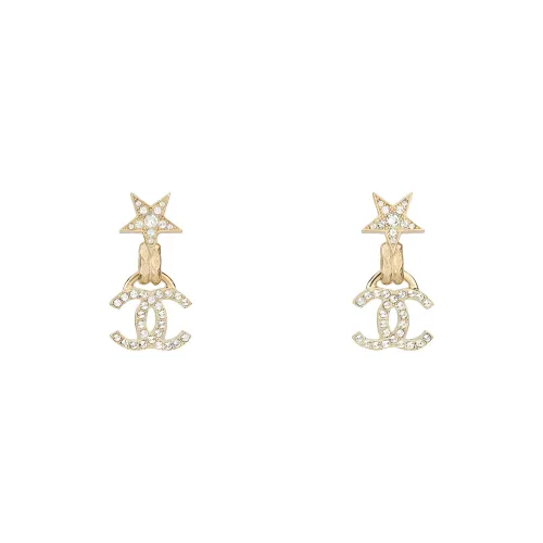 CHANEL Кристальные серьги женские золотые