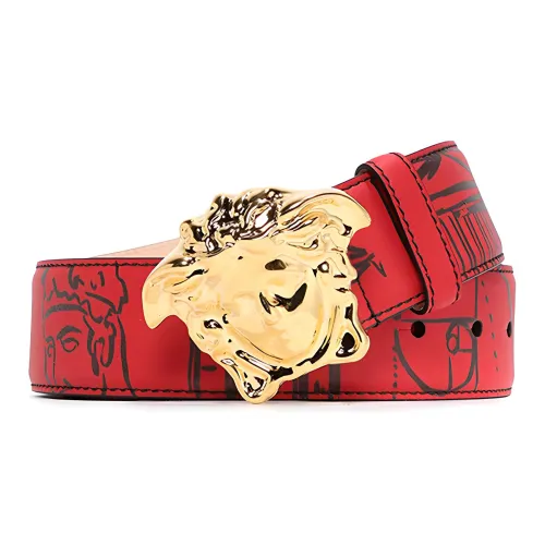 VERSACE Кожаные ремни Мужской Красный 4CM