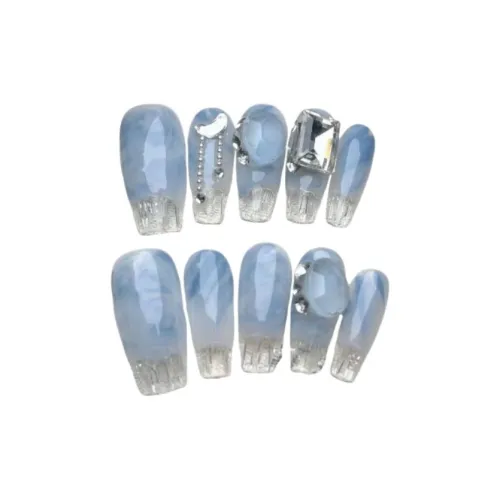 Gentle Welcome Ручной Съемный False Nail Trapezoidal Синий Стиль Смudge Instagram