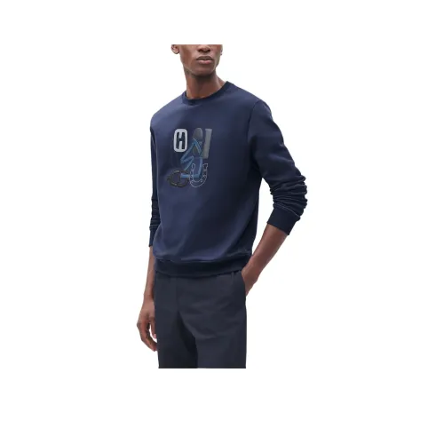 HERMES SS25 Толстовка Мужской Глубокое море Синий