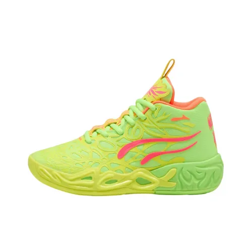 PUMA MB.04 Высокие Топы Детские Баскетбольные Кроссовки Желтые Зеленые Подростки