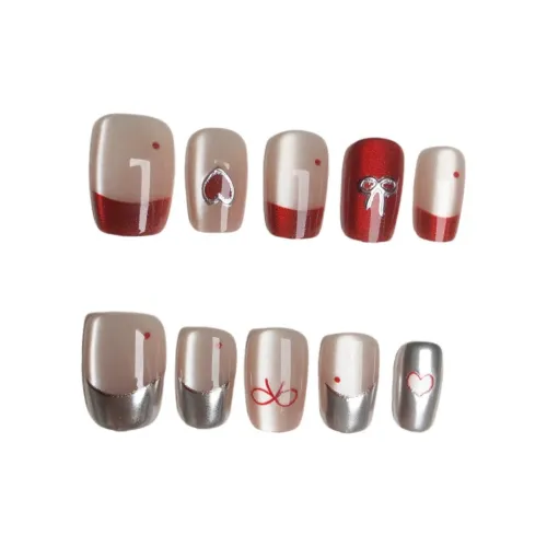 Gentle Welcome Анкора Красный Ambient False Nail Короткий Красный Smudge Instagram Style