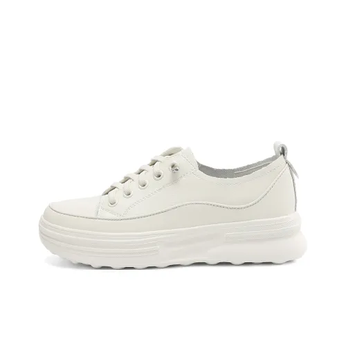 BOERDIQI Легкий визуально увеличивает рост Низкий Топ Кэжуал Женский Экрю