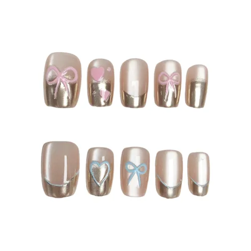 Gentle Welcome Сердце Бант Magic Mirror Кошачий глаз False Nail Короткий Телесный Смудж