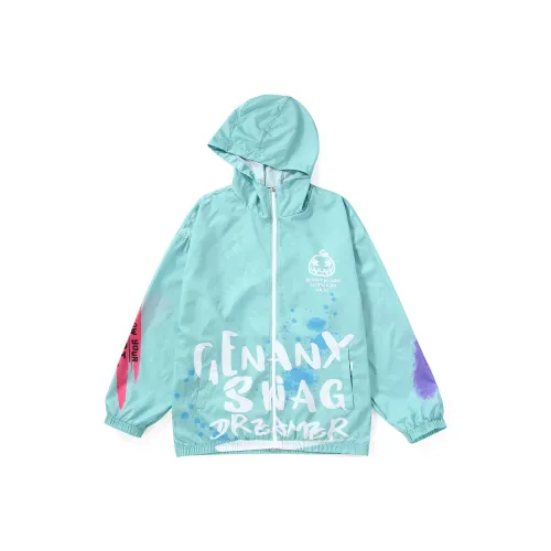 GENANX Свободный крой Куртка Унисекс Чистая вода Синий