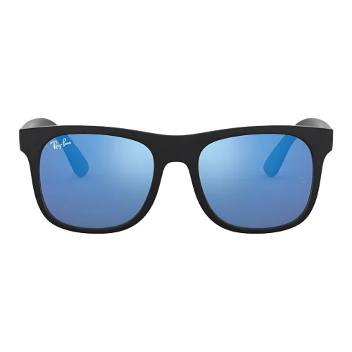 RayBan Солнцезащитные очки Резиновый Черная резинка Синий Светоотражающий Синий Линзы 702855 Kids