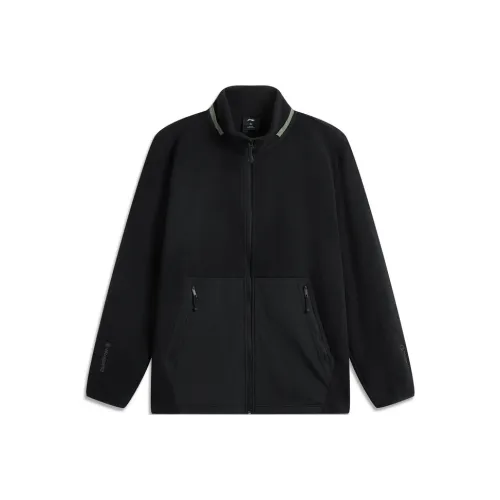 Кардиган с воротником-стойкой застежкой-молнией флисовый теплый худи унисекс черный