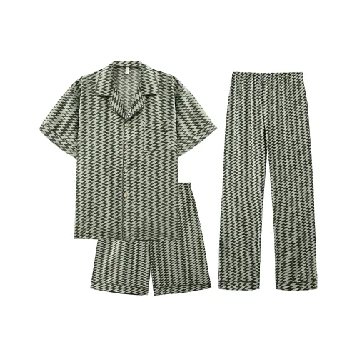 Qiao Ni Tong Пижамный комплект Мужской Z-образный Веселый Цветочный