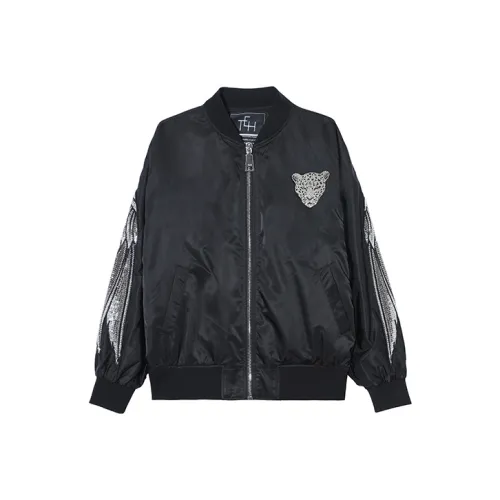 TCH 'Money 'Леопард' Full Коллекция Heavy Duty Стразы Перо Принт' Куртки Пальто Унисекс