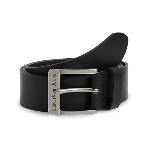 CK Calvin Klein Logo Carving Шпилька Кожаные ремни Мужской Черный Ширина 4CM