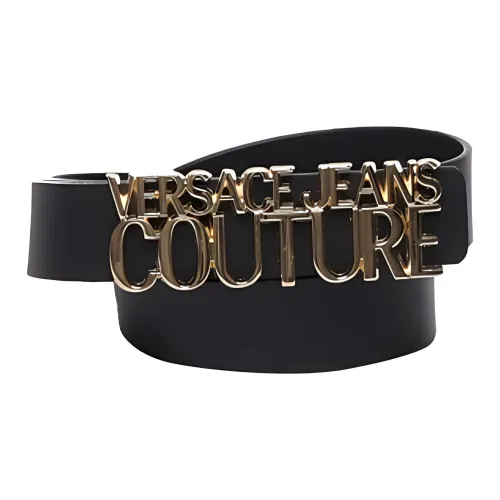 VERSACE JEANS COUTURE Letter Logo Плавная пряжка Кожаные ремни Женские Черный