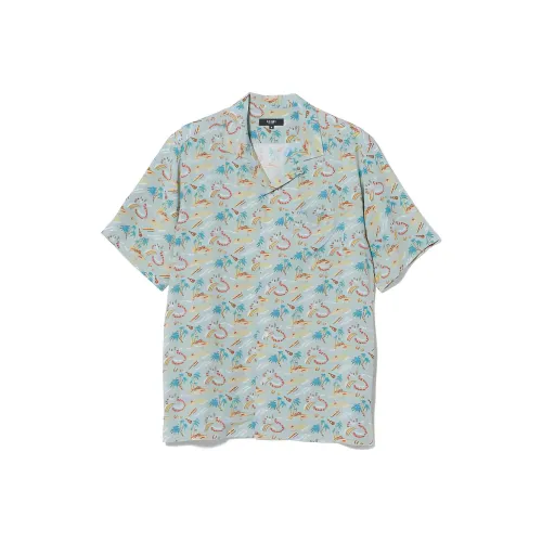 BEAMS совместная брендированная мужская рубашка саксонского синего цвета