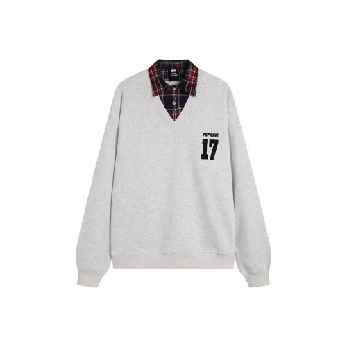 POPWAVE Толстовка Унисекс V-образный вырез Красная клетка Толстовка