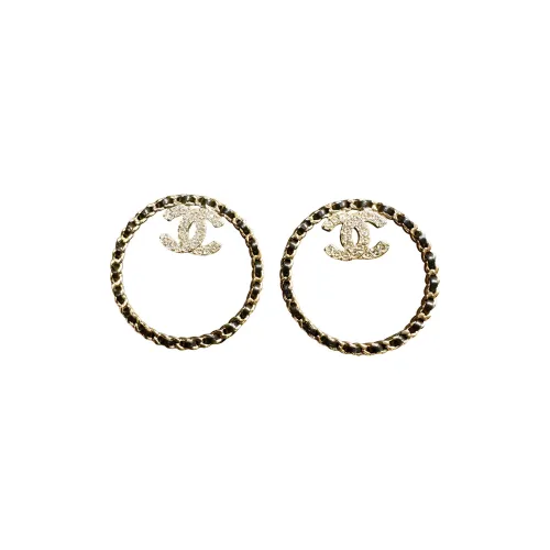 CHANEL Синтетический Кубический Цирконий/Стразы Серьги Золотой/Черный Женские