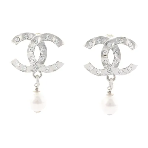CHANEL Металлические серьги, серебряные, унисекс