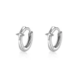 Серьги-кольца с серебряным крестом и заостренной звездой