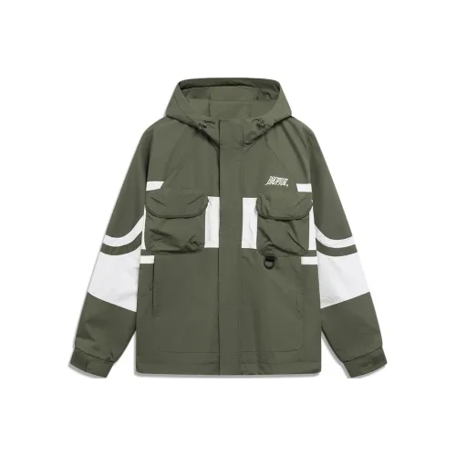 LINING Куртка Мужская Армейский Зеленый Экрю