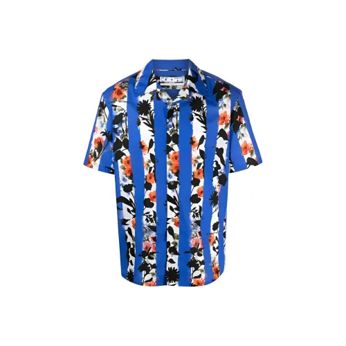 Off Белый SS21 Синий Мужские Рубашки