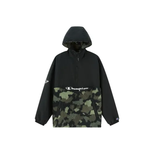 Champion FW22 Утолщенная Куртка США Унисекс Темно-Зеленый Пэчворк