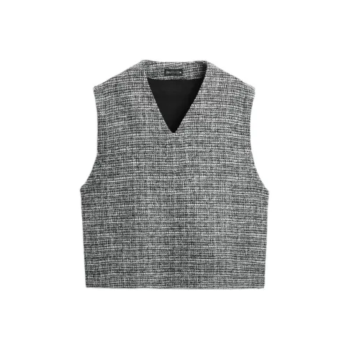 ZARA Топ без рукавов Мужской Черный Белый