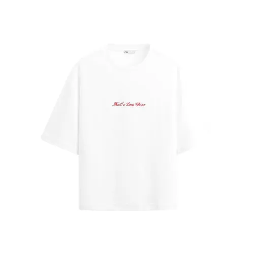 ZARA Морозный Белый Мужские T-Рубашки